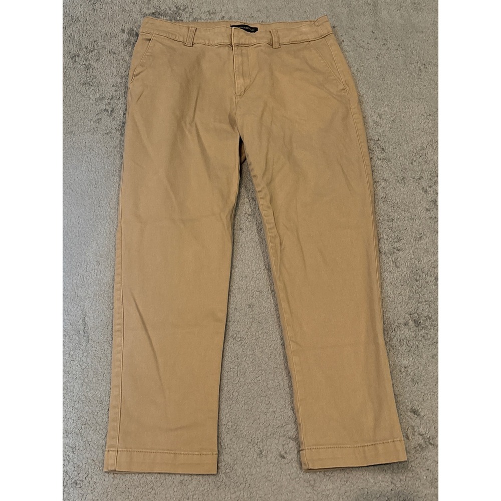 Banana Republic Khaki Chino Pants Womens 10 Tan Straight Leg Stretch Cropped